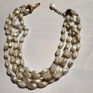 Vintage Crown Trifari Multi-Strand Bead Necklace/Choker